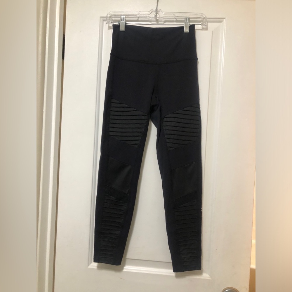 Alo Yoga Moto Leggings in Black- Small and mesh Size Small